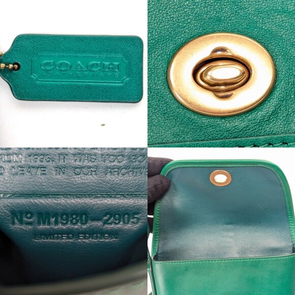 COACH Limited Edition Archive Turnlock Pouch Crossbody Shoulder Bag - Green - Picture 13 of 15